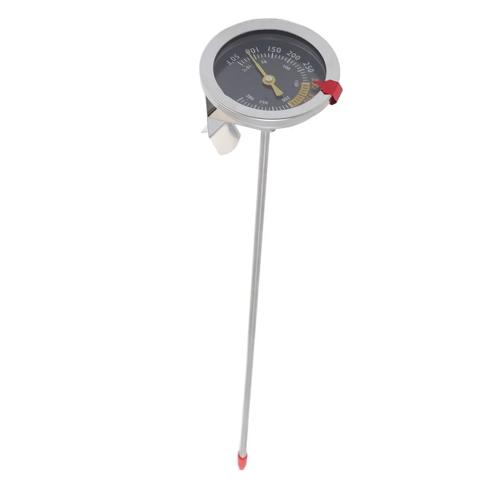 304 Stainless Steel Candy Thermometer Analog Dial Black Deep Fry Thermometer Dual Scale Pot Clip Stainless Steel Clip On