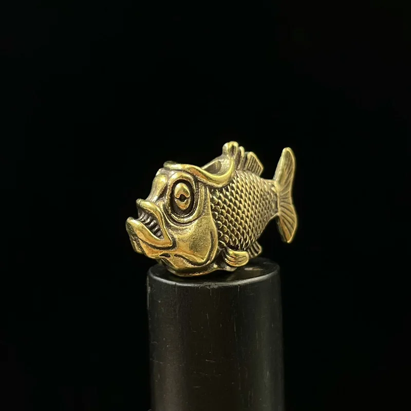 Brass African Piranha Knife Beads Flashlight Lanyard Pendants EDC Outdoor Tool Retro DIY Paracord Beads Fish Charms Accessories