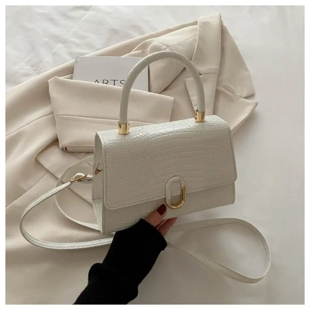 High-end Crocodile Pattern Crossbody Handbag Portable Simple Small Square Bag Daily Use PU Leather Shoulder Handbag Travel