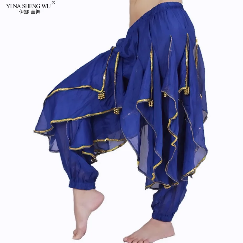 Mulheres Calças de Dança do Ventre, Bloomers de Chiffon, Roupa de Treino de Dança Indiana, 11 cores, Adulto, Rotativa, Novo