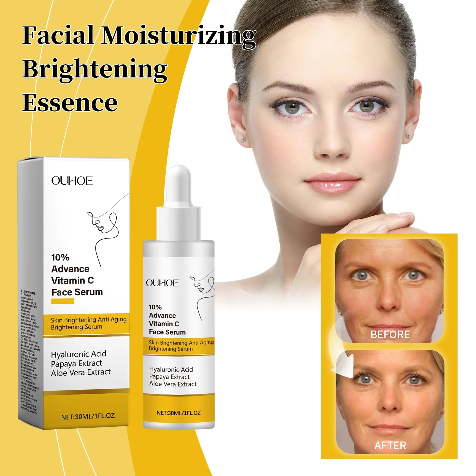 

Vitamin C Facial Hydrating Essence Improves Skin Pigmentation Brightens Skin Tone Balances Oil Facial Hydrates and Repairs Serum