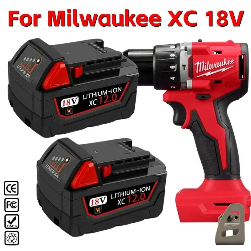 

New 18V 12Ah Replacement for Milwaukee M18 XC Lithium Battery 48-11-1860 48-11-1850 48-11-1840 48-11-1820 Rechargeable Battery