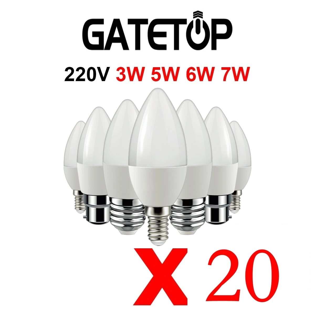 

20PCS LED candle lamp C37 220V E27 E14 B22 3W-7W High light efficiency no strobe suitable for kitchen and children's room