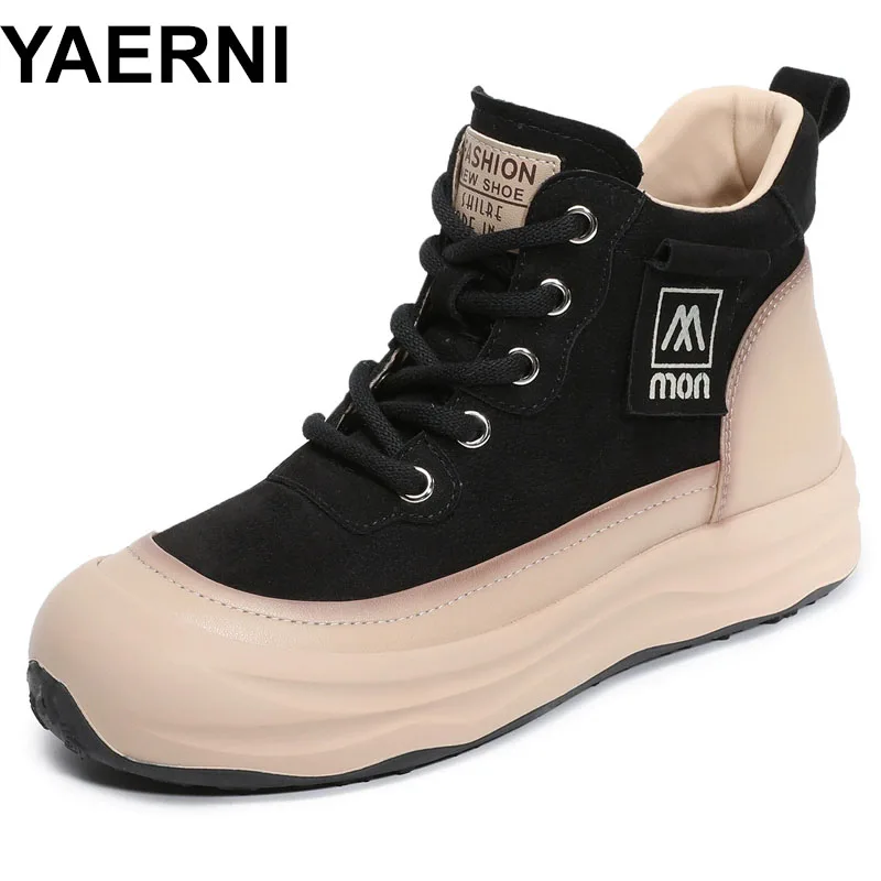 

Ботинки Thi Bot в стиле ретро, женские высокие спортивные ботинки из натуральной кожи с круглым носком, резиновая подошва