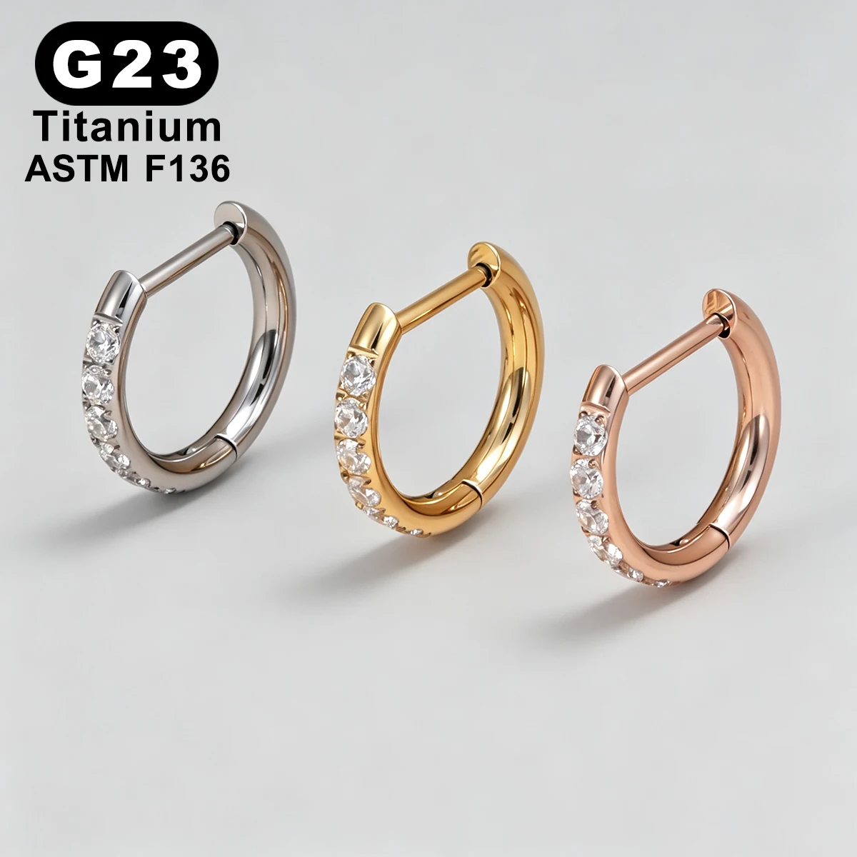 1/3pcs G23 Titanium Hoop Earrings Nose Ring Piercing Clicker Hinged Segment Ear Cartilage Helix Tragus Piercing Body Jewelry
