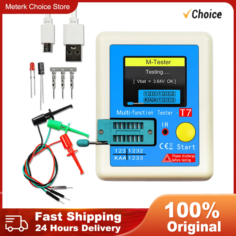 New LCR-T7 Transistor Tester TFT Diode Triode Capacitance Meter LCR ESR Meter NPN PNP MOSFET IR Multifunction Tester Multimeter