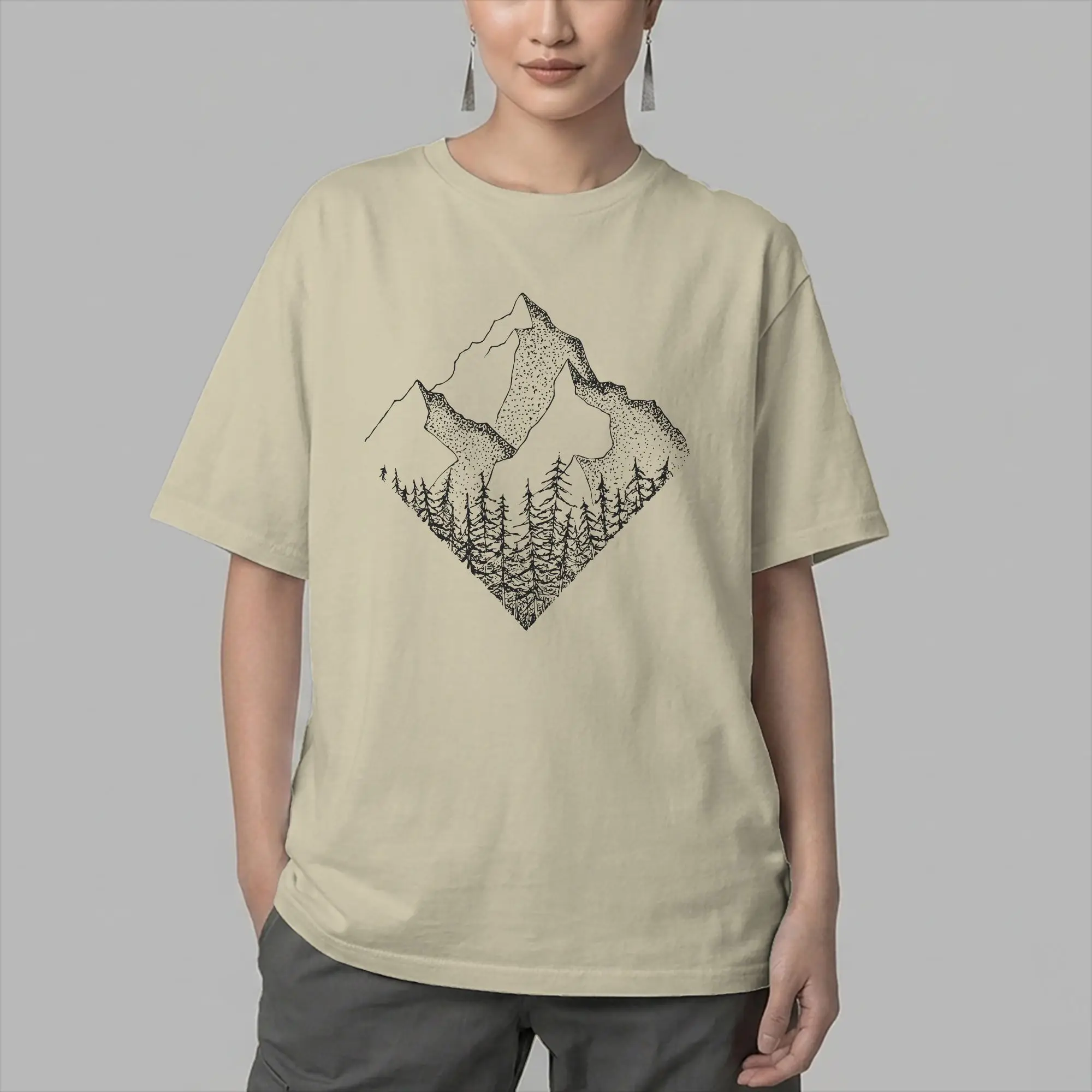 The Diamond Range T Shirt for Men Pure Cotton T-Shirts O Neck Outdoors Mountains Hiking Tee Shirt Short Sleeve Clothing Summer