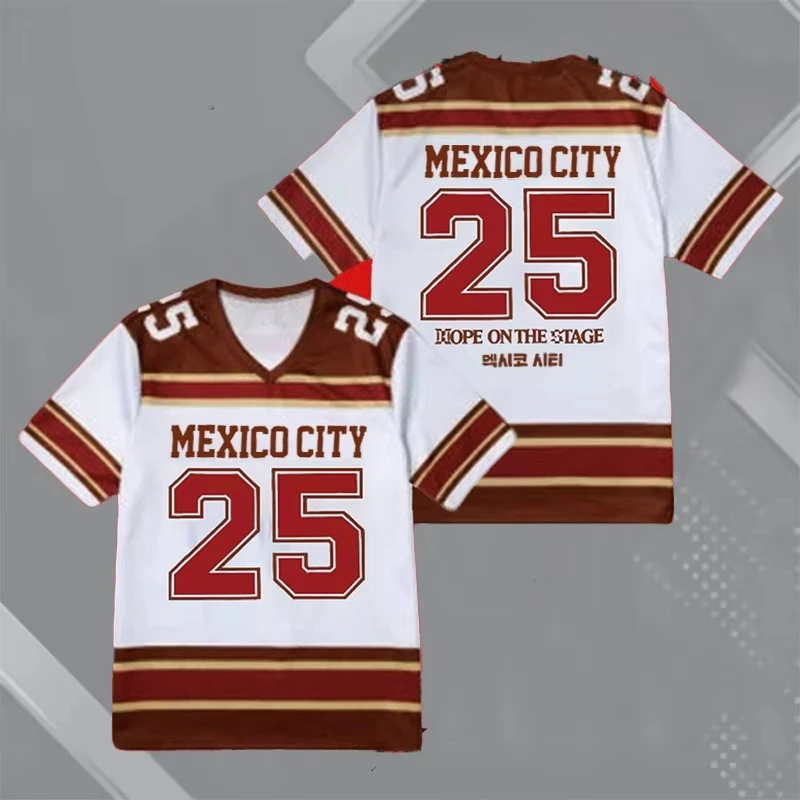 여름 Y2K 패션 제이홉 히프 온 더 스테이지 저지 아이 히프 더 월드 아이 정호석 여성 브이넥 뮤직 파티 티셔츠 가족 여행 탑