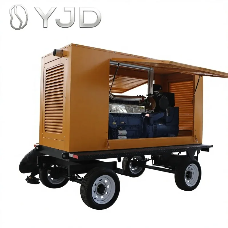 Portable Three Phase 12V 50kW Soundproof Mobile Trailer Diesel Generator Set