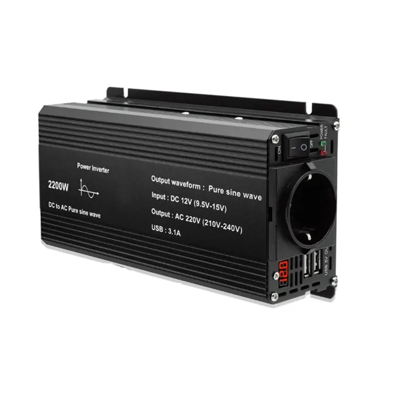 Auto Accessories Pure Sine Wave Inverter DC 12V To AC 220V 2600W Voltage Transfer Converter Universal EU Socket-T48C