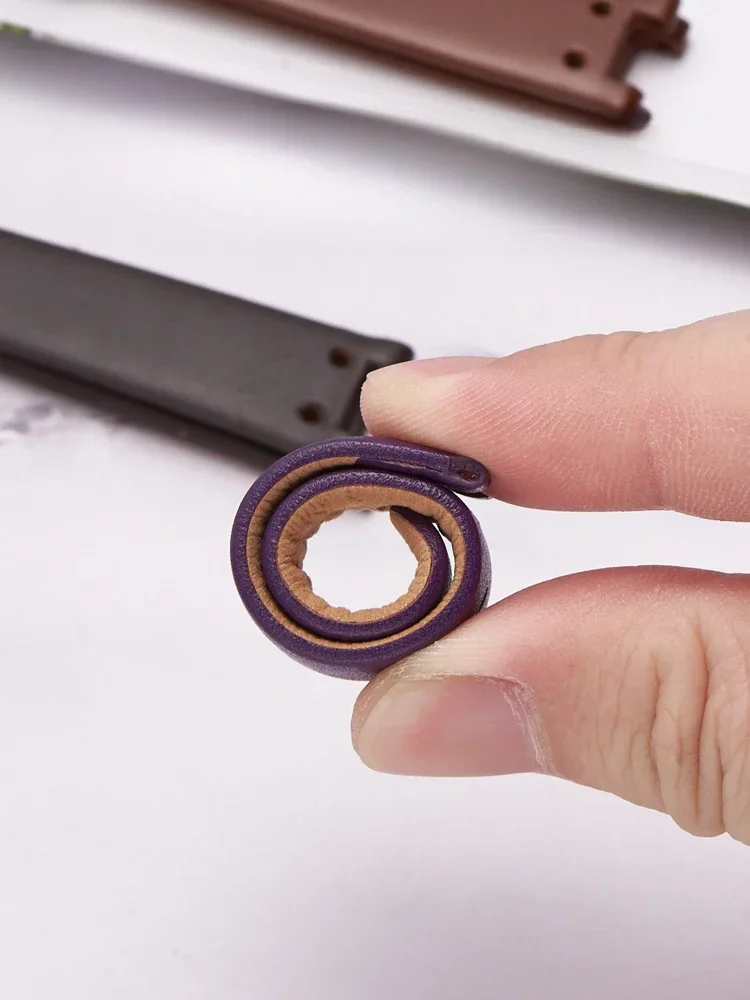 جلد طبيعي دائم مقاوم للماء حزام (استيك) ساعة النساء ل آن كلاين AK 2156 2157 Ak2618rgbk استبدال حزام ساعة اليد الأصلي 12x6mm #5