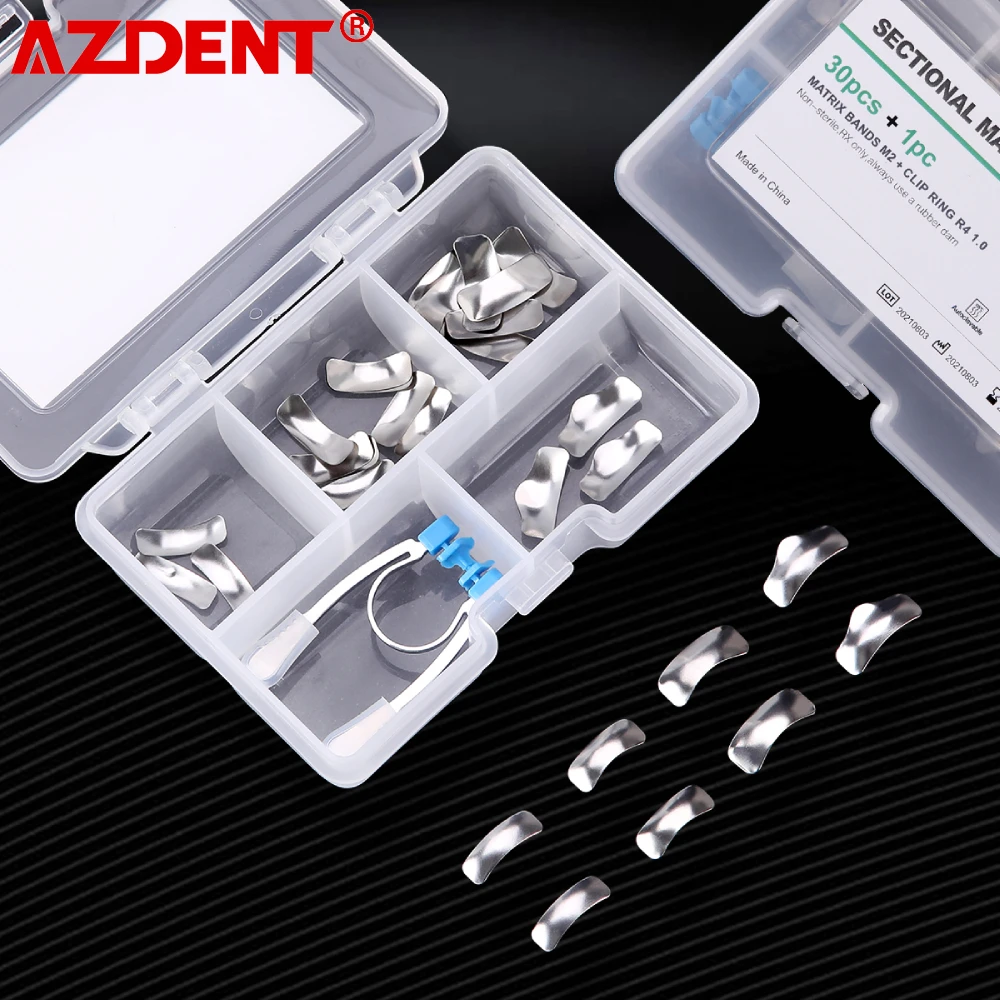 

AZDENT Dental 30 Pcs Sectional Contoured Metal Matrices Matrix Refill Orthodontic Dentist Matrix Materials Accessories Dentistry