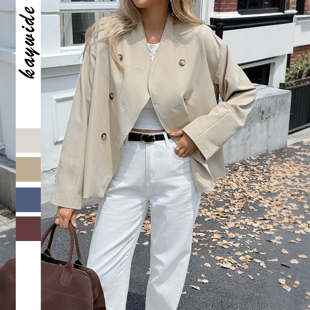 

Diyun Women's Long Sleeve Button Up Jacket Casual European And American Style Autumn Winter Coat Independent Station