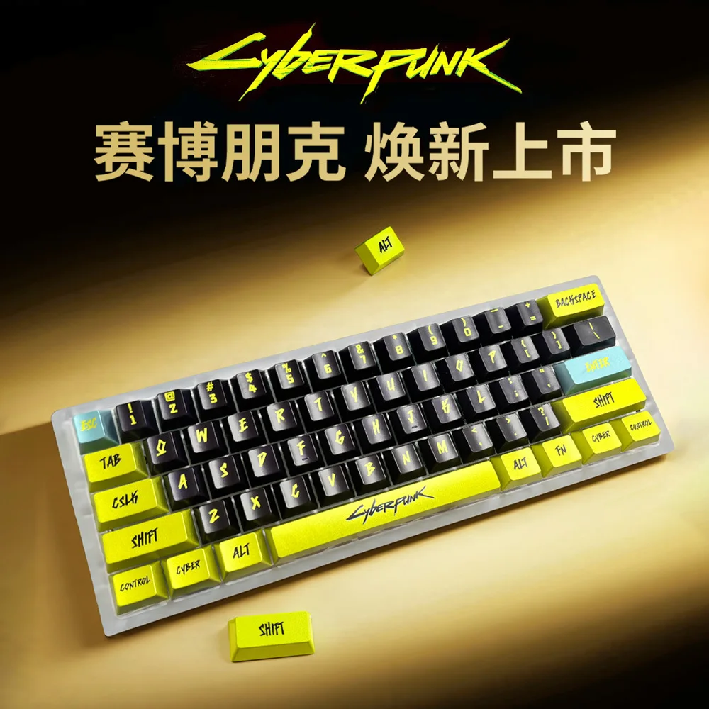 Cyberpunk Pbt Keycaps Matte Finish Original Height For 68 Keys Mechanical Keyboard Gaming Keycap Set Mchoo 68