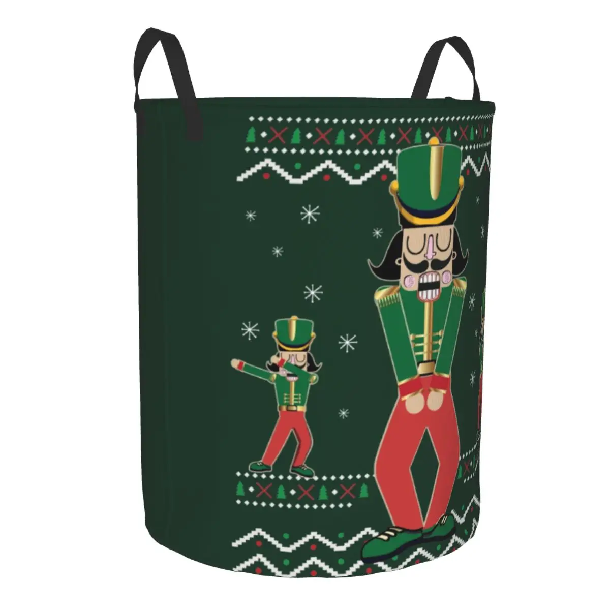 Christmas Nutcracker Dabbing Laundry Basket Foldable Large Clothing Storage Bin Nutcrackers Cartoon Toy Soldier Baby Hamper