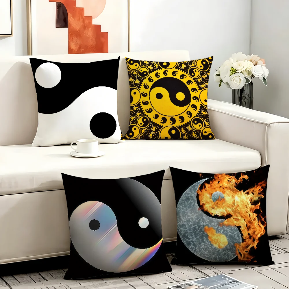 Yin-Yang Taijitu cushion cover Anti-dustmite Sofa Cushion Decorative Office Cover Lounge Area Indoor & Outdoor Use