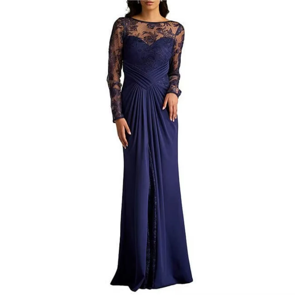 Customized Formal Elegant Lace Bridal Dress Long Sleeves Mother Dresses For Bride Formal Occasion Sheath Wedding Party Dresses