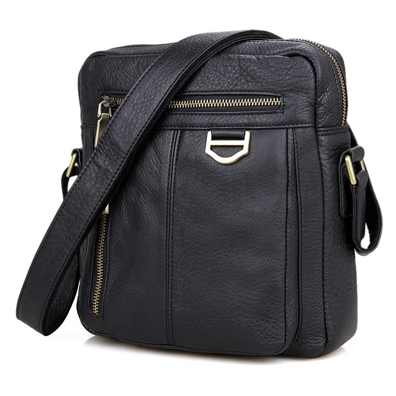 

Genuine leather shoulder bag masculina soft cowhide men's crossbody bags real cow leather messenger bags casual men's bags black