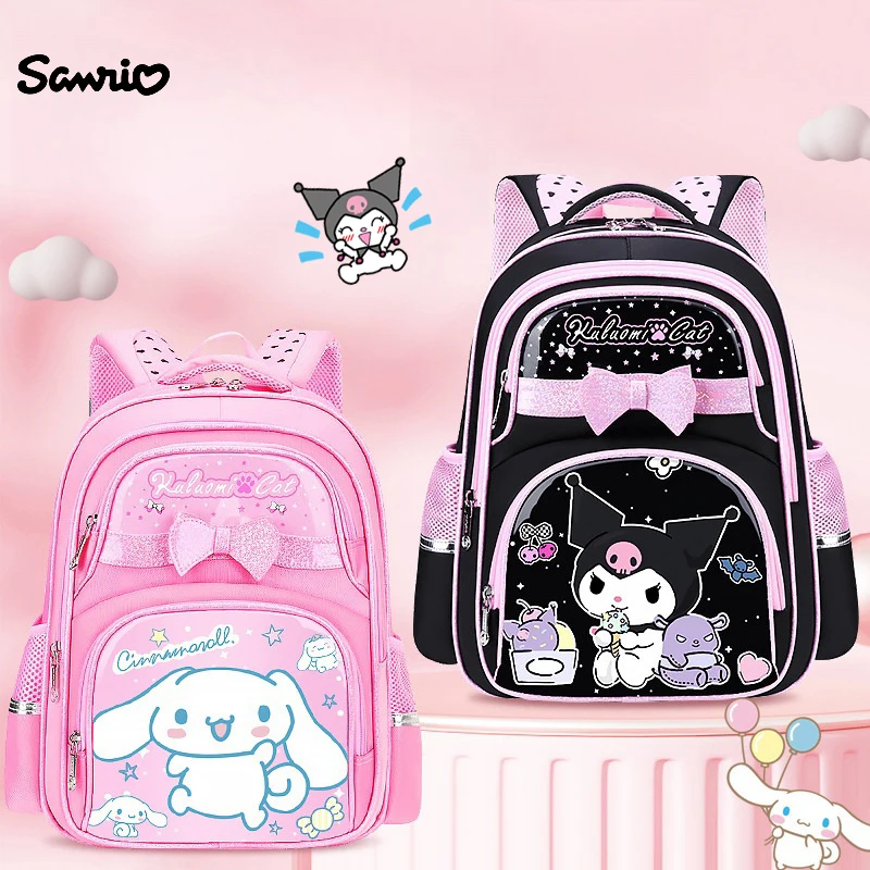 2024 New Kuromi My Melody Cinnamoroll Childrens Dirt Resistant Weight Reducing Sanrios Anime Kawaii Girls Cartoon Backpack Gift