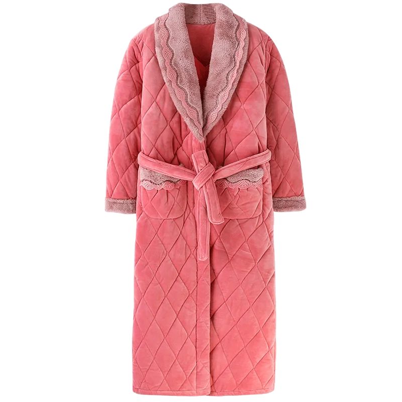 

Высококачественный зимний утолщенный 3-слойный хлопковый халат на клипсе, женские удобные пижамы, женский халат