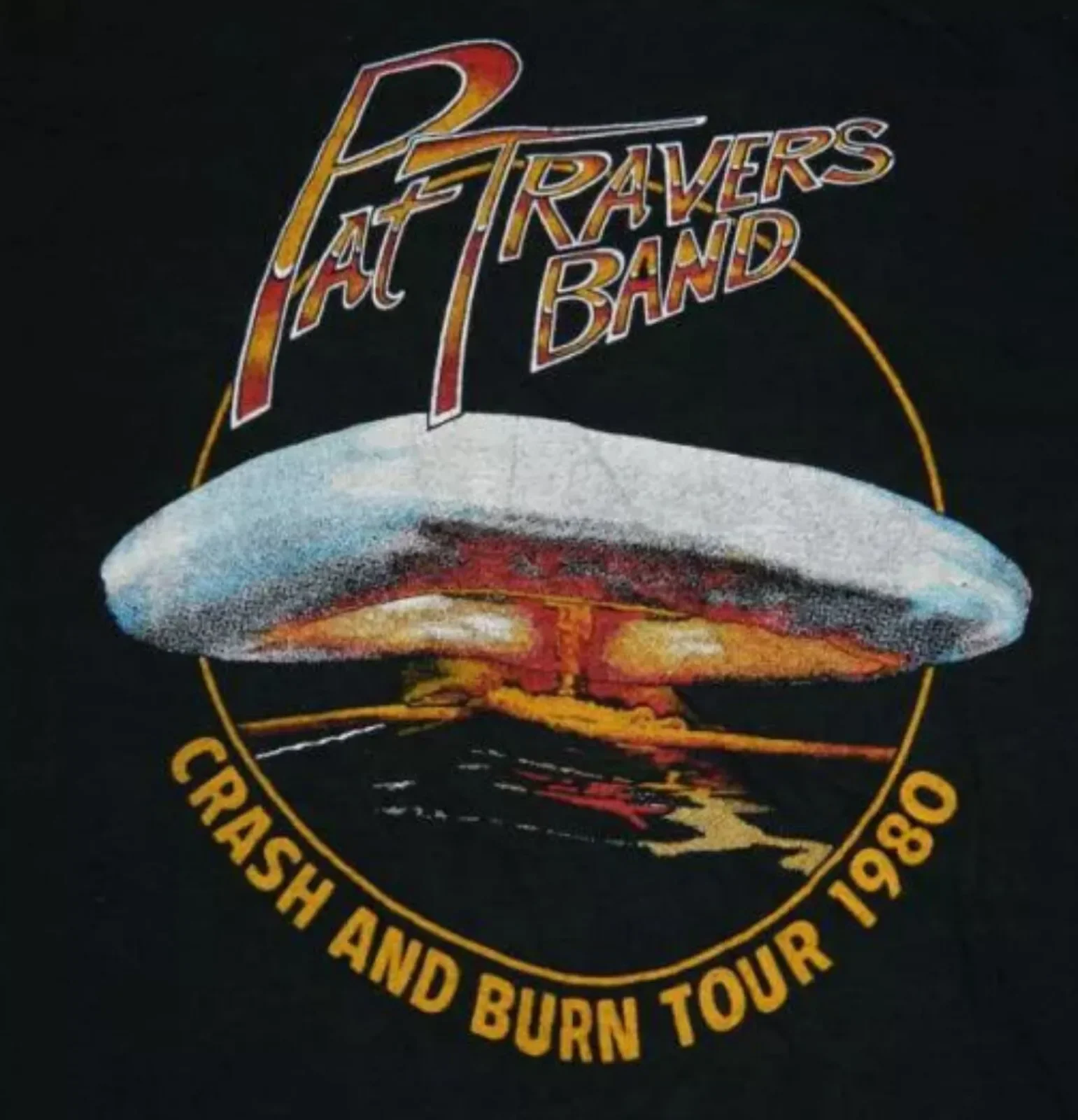 PAT TRAVERS BAND 1980 Tour Cotton Black Men T-shirt S-45XL
