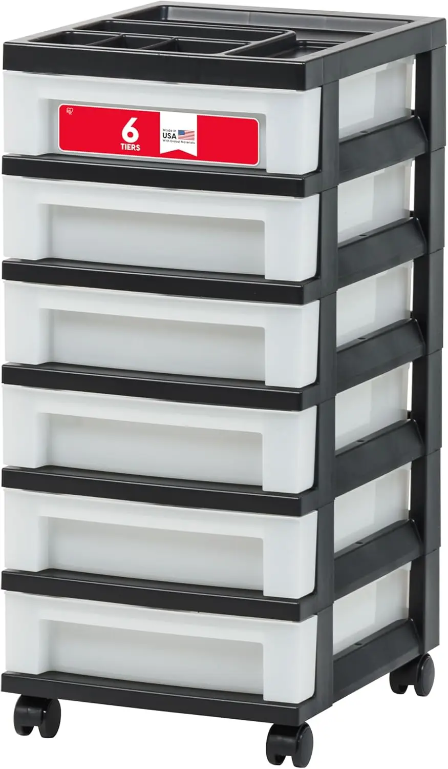 

Тележка-органайзер на 6 ящиков для класса и художественных принадлежностей, черная/перламутровая, с верхней полкой