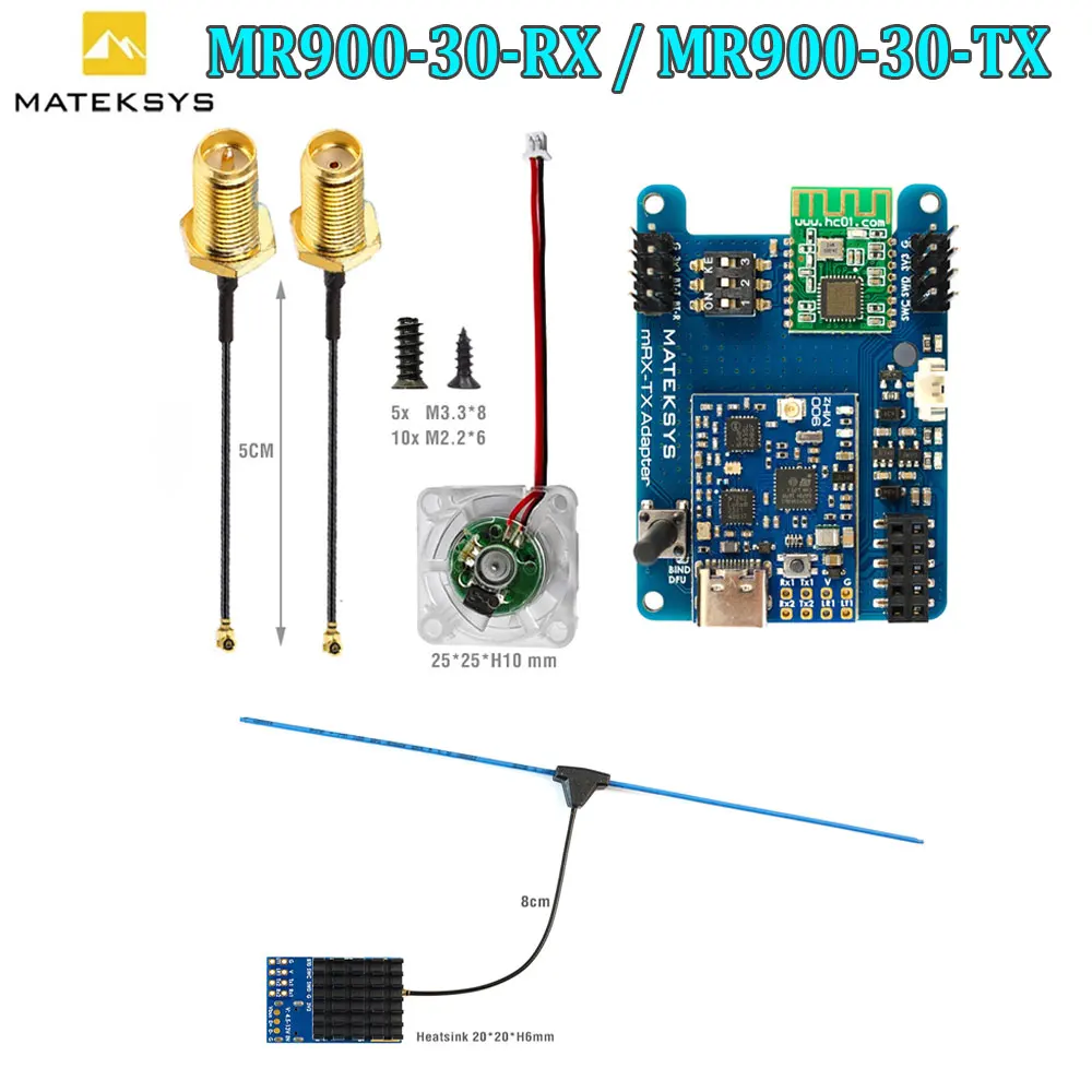 

MATEK MATEKSYS MLRS MAVLINK 900MHZ TX MODULE KIT MR900-30-TX / MLRS MAVLINK 900MHZ RECEIVER MR900-30-RX For long Range RC Drone