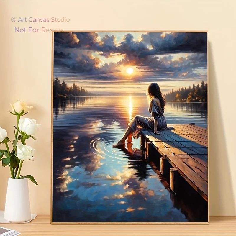 Professional Art Use A Digital Painting Kit for Adult Beginners, Featuring Acrylic Paints, a Canvas, Three Brushes, And an In