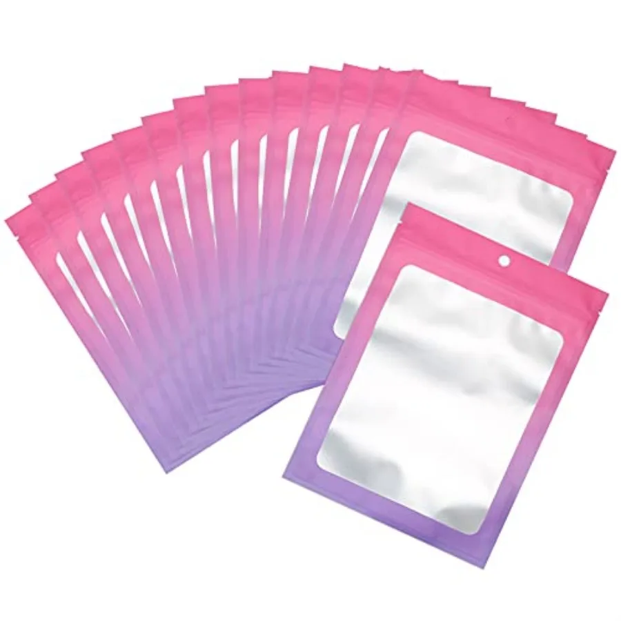 00 Pcs Resealable Mylar Bags, Gradient Color Food Storage Bags, Zip Bag Foil Bags Packaging Pouch for Food Storage, Sample, Sma