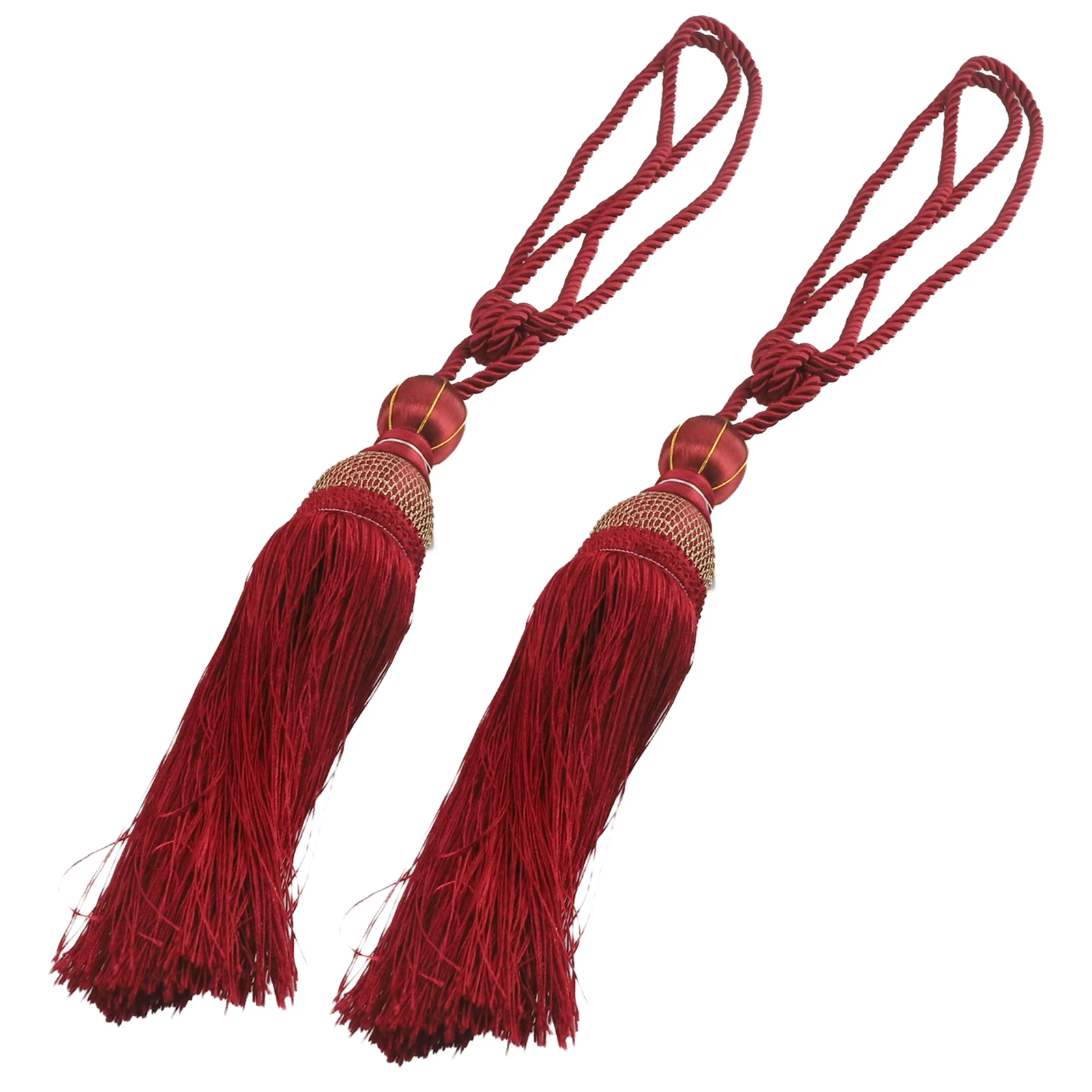 1 Pair Of Curtain Ropes 20cm 40cm 71cm Tassel Tieback Backs Wall Hanger Ball Wall hanger Gold Hardware Ornaments