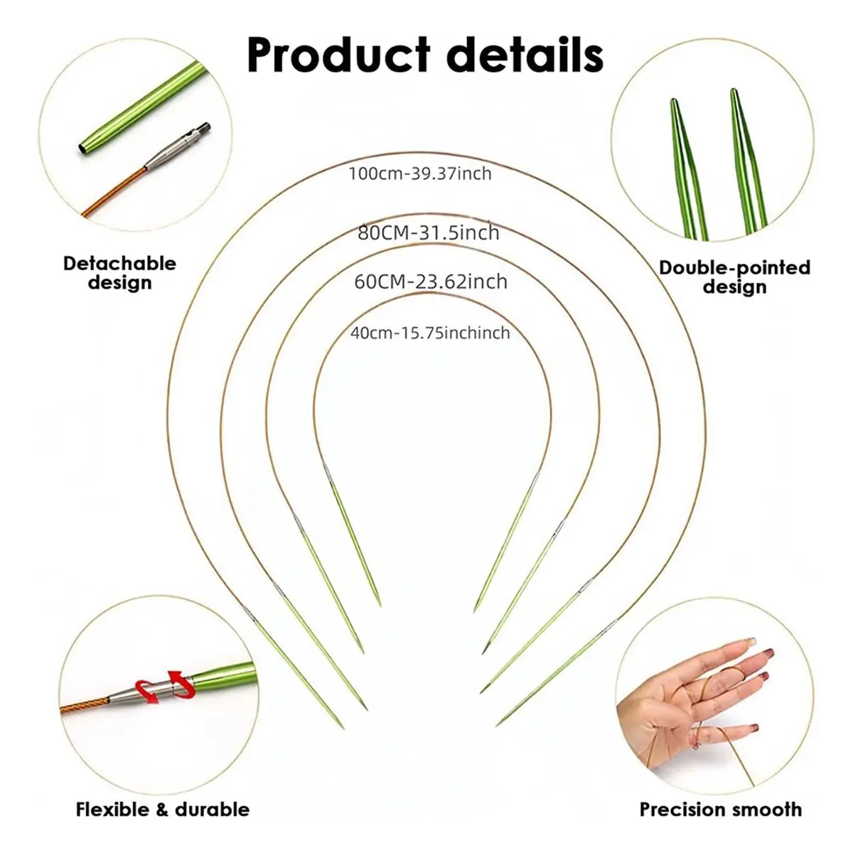 

Набор спиц Набор сменных алюминиевых круговых спиц, 13 пар 4-дюймовых алюминиевых спиц
