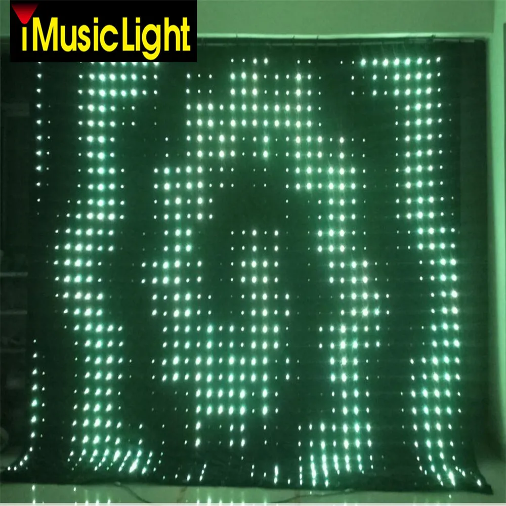 Led Video Cloth P10 3 mtr x 4 mtr PC/DMX Control Matrix LED RGB DJ Party Garden Star Video Backdrop Curtain Stage Vision Curtain