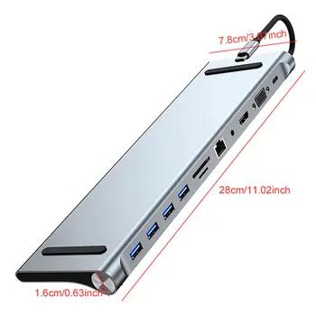 11v1 Hub typu C s 4K HDMI kompatibilním VGA Ethernetovým víceportovým adaptérem 100W PD SD/TF Audio pro Surface/HP/Dell/Lenovo/MacBook 8 nejlepší prodej adaptér z koaxiálního na VGA - №2
