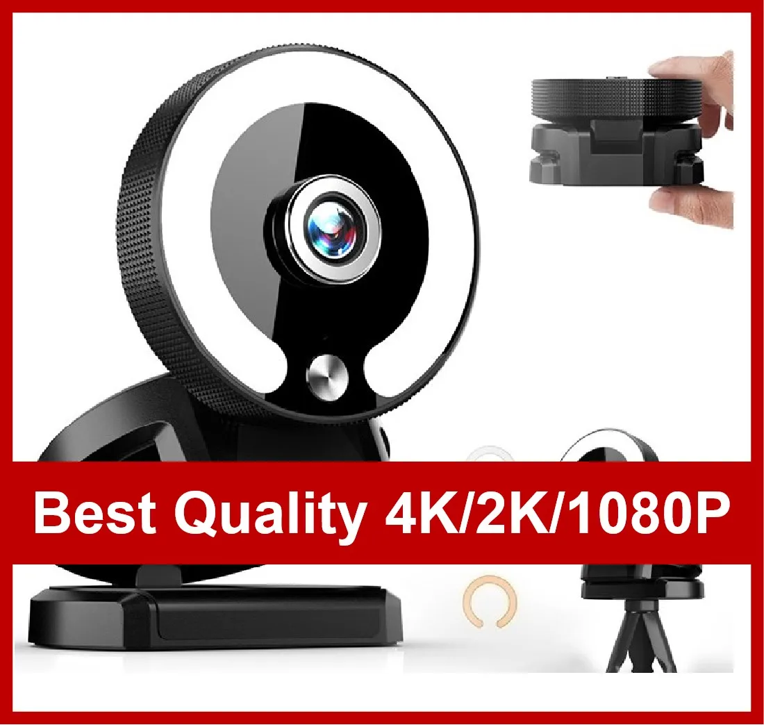 XJ Webcams 4k USB Camera Fill Light Webcam PC Streaming 4k Microphone Mini Cammera For PC Laptop Computer