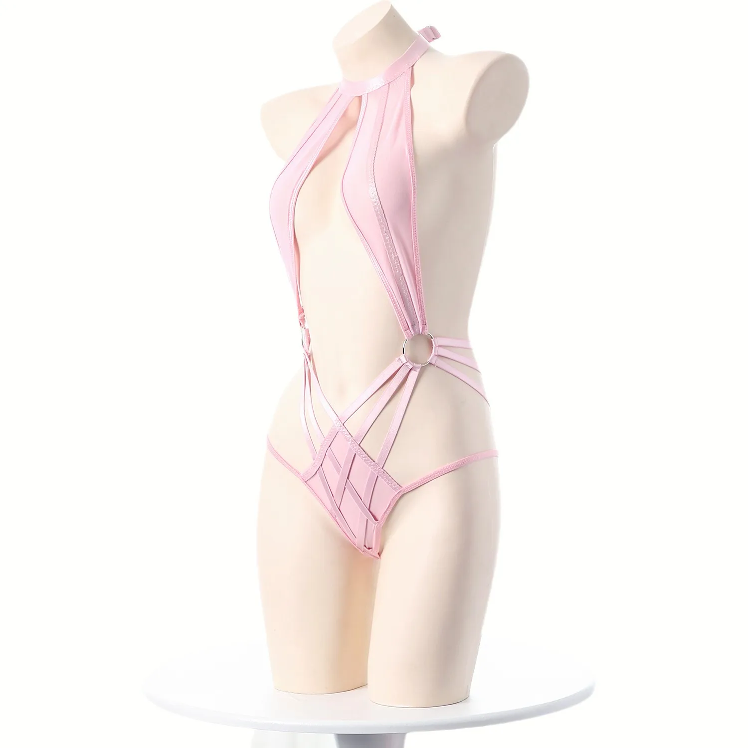 Body Bondage de malla recortado, mono, uniforme, tentación Sexy, mono de tres puntos, peleles para mujer, ropa, trajes corporales, Tops cortos