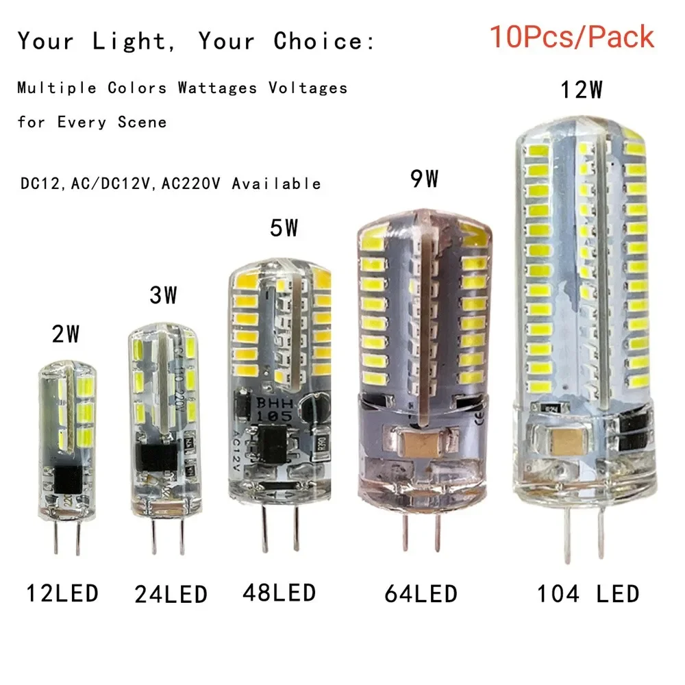 

10X G4 LED Bulb 2W 3W 5W 9W 12W Saving Silicone Lamp 360Beam Angle Replace Halogen Light Spotlight Chandelier AC DC12V AC 220V