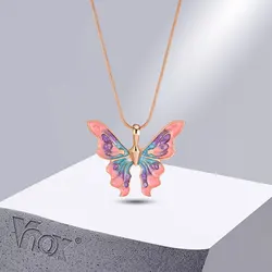 Vnox Y2K Vivid Butterfly Necklaces, Women Girls Colorful Animal Butterfly Pendant with Adjustable Snake Chain