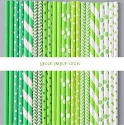 Paper Straws 6*197mm Green Mix 100Pcs Paper Drinking Straws For Wedding Party Restaurant Juice Coffee Cold Drinks Dessert