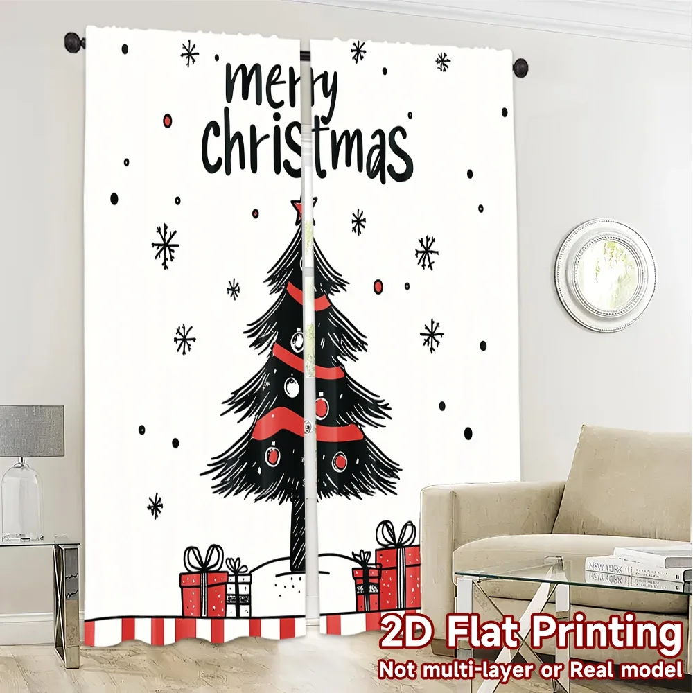 2 قطعة ، ستائر شجرة عيد الميلاد هدايا الثلج (3) ستائر تصفية الضوء الشهيرة 100% ستائر بوليستر عازلة للحرارة ، و