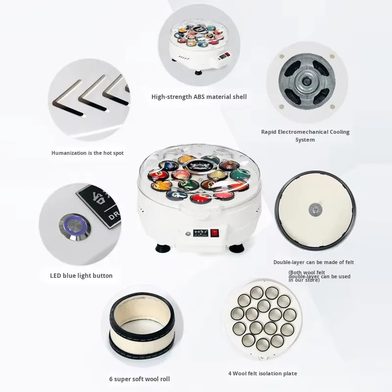 Automatic 2-in-1 Ball Washer ABS Material, Made in China, Chinese/British, Black 8-ball Snooker