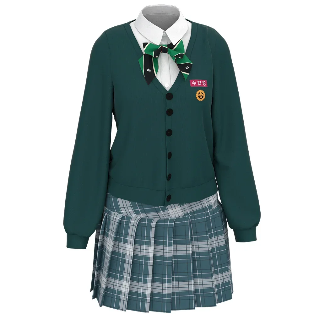 Costumes d\'uniforme scolaire JK pour femmes, tous nous sommes fréquence, pull cosplay, tenue de couple, plis jouant, fête