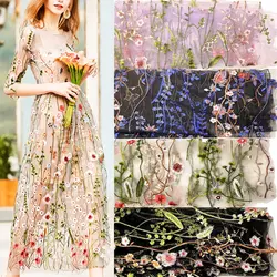 Green Flower Crypto Aquatic Grass Embroidery Lace Soft Mesh Fabric DIY Wedding Women's Fashion Prom Dress Bridal Veil Tutu Skirt