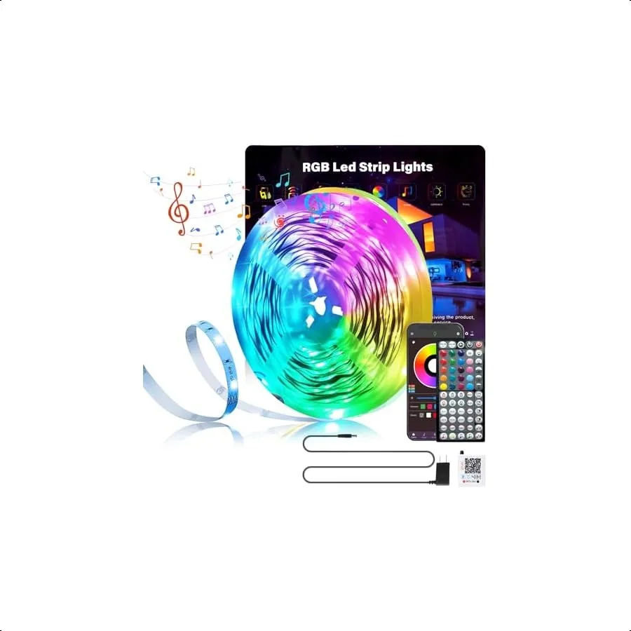 

LED Lights for Bedroom 100FT 1 Rol RGB LED Strip Lights with Music Sync Color Changing Effects Remote and App Controlled Led Li