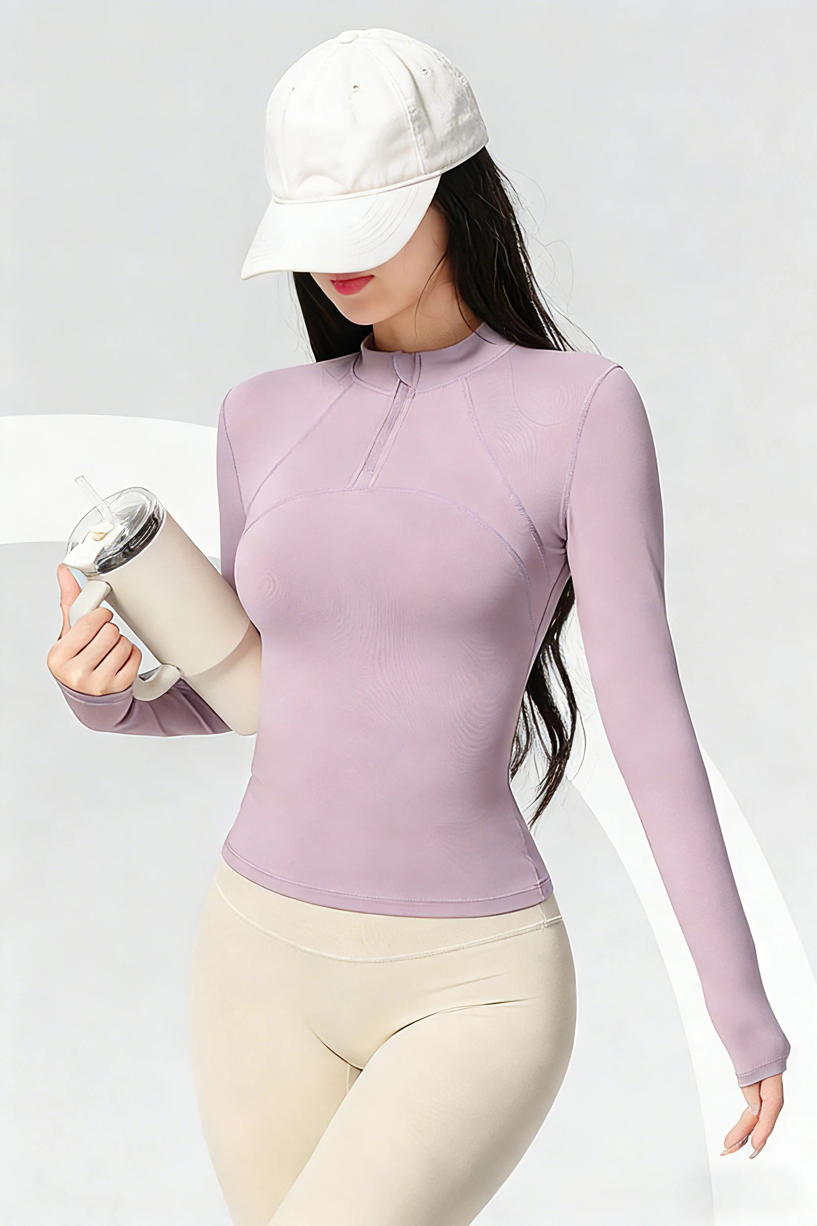 Langarm-Yoga-Trainings-T-Shirt für Damen, Reiten, Sport, Fitness, aktive Kleidung, Oberteil, bequemes, atmungsaktives Trainingsshirt – Detail 1