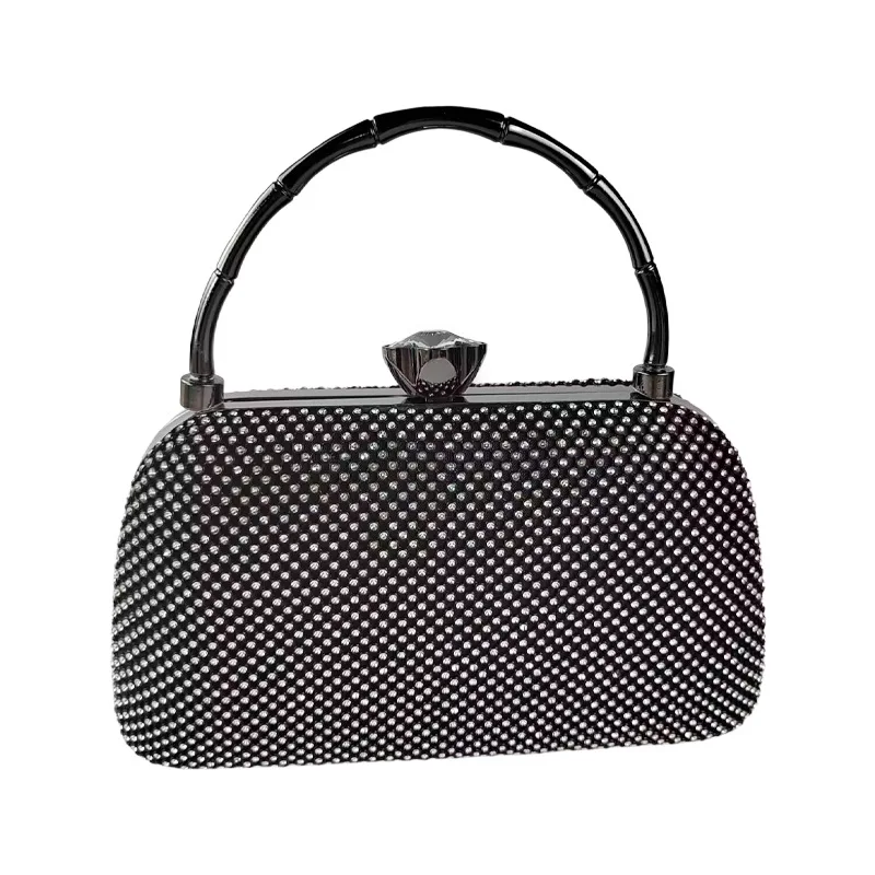 

Chic Curved Handle Clutch - Rhinestone Evening Bag For Dresses & Banquets Eco-Friendly Canvas Tote With Beaded Accents Handbags