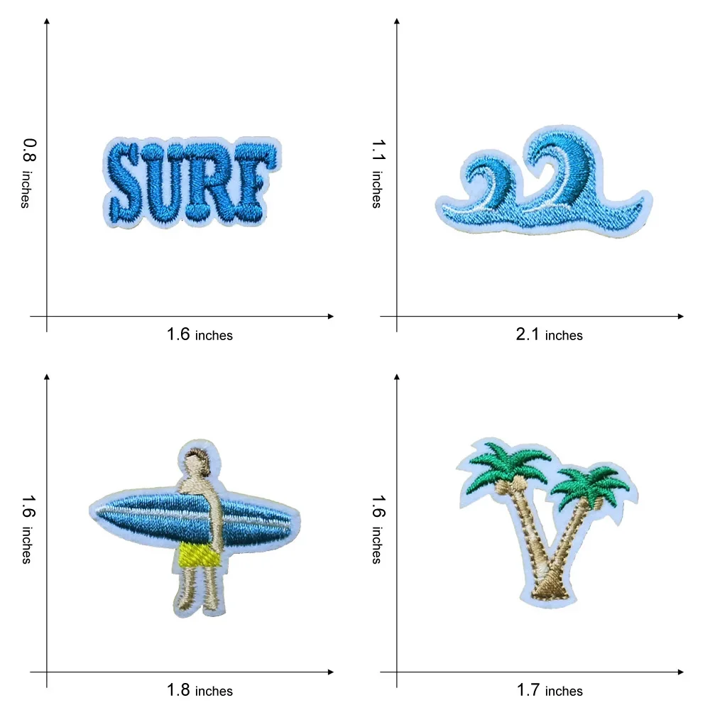 Small Size Sea Wave Surf Beach Summer Embroidery Stick On Iron On Patch Decorative Handbag Computer Knapsack Trunk Boot