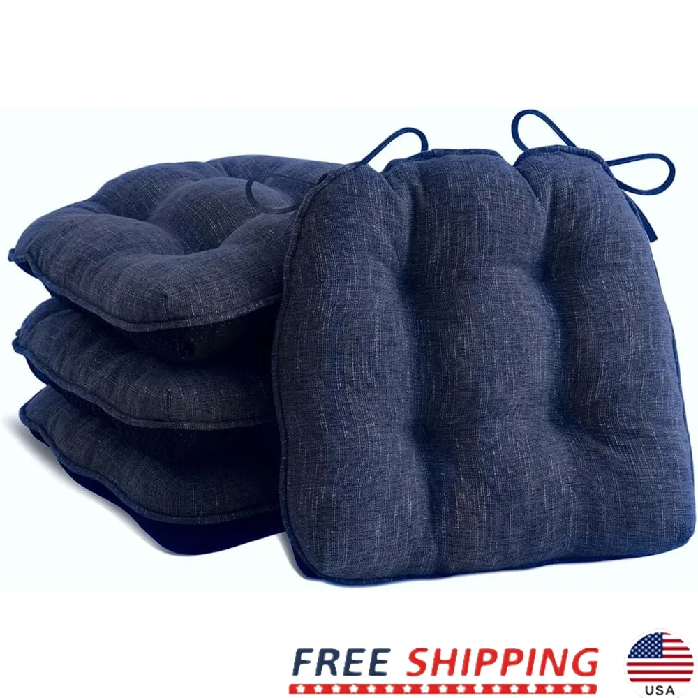 

Memory Foam Chair Cushions Set of 4 Anti Slip Kitchen Chair Pads Tufted Comfortable Dining Soft Seat Covers with Ties