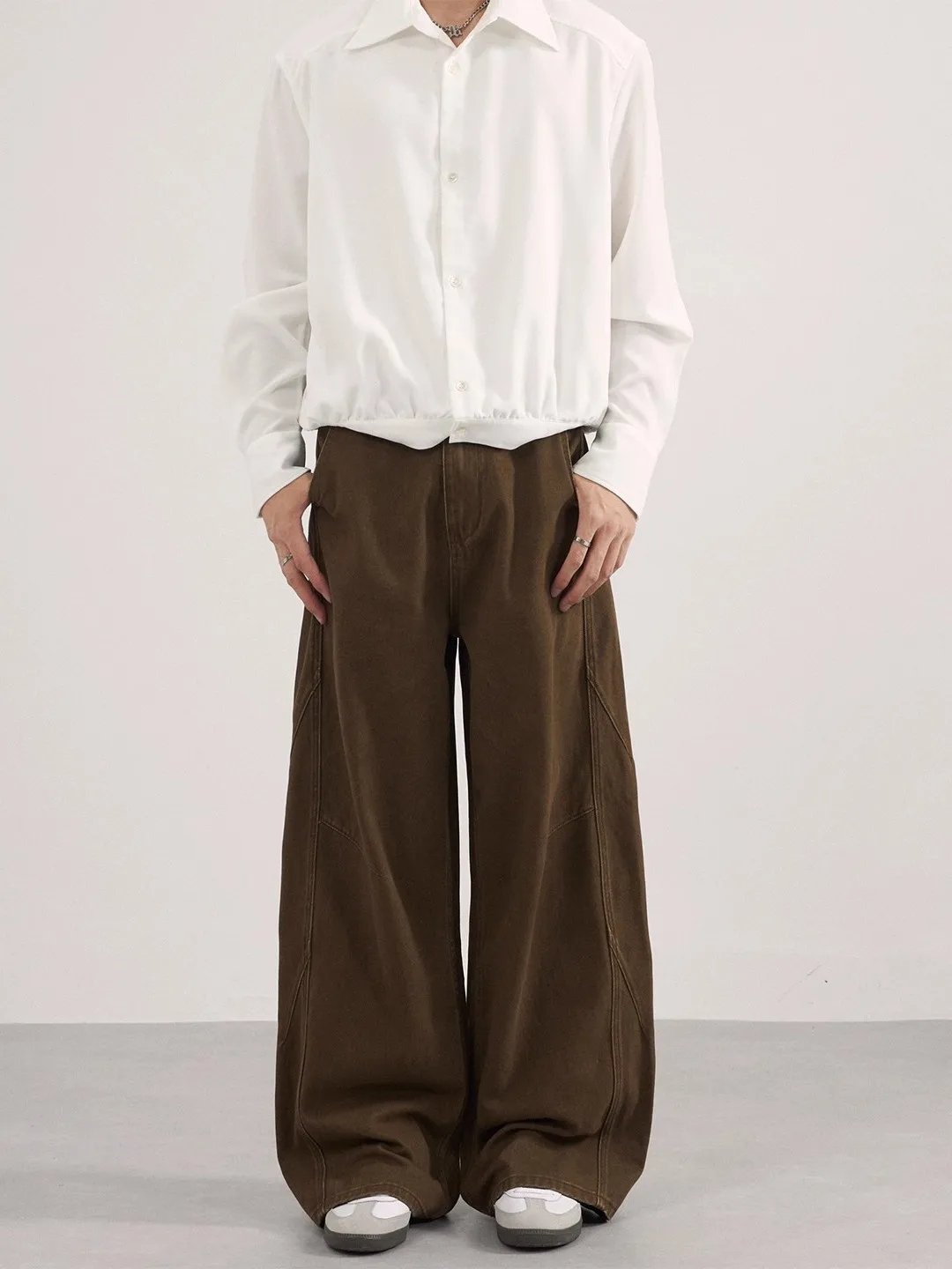 

Мужские повседневные брюки Waed Brown: модные, универсальные, свободные, прямые, широкие джинсы из денима, устойчивые к загрязнениям, легко сочетаются, прямой крой