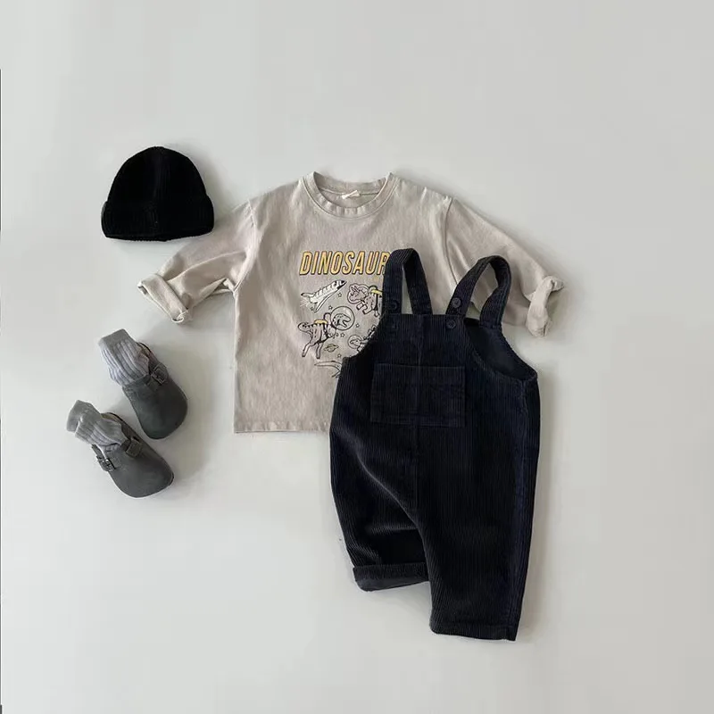 Neue Frühjahr Kleinkind Baby Jungen Mädchen Solide Cord Hosenträger Strampler Weiche Kinder Grundlegende Overall Overall Kleidung – Detail 5