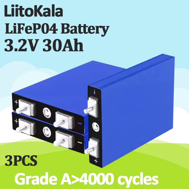 3pcs LiitoKala 3.2V 30AH LiFePo4 Battery for DIY 12V Electric Bike Scooter Wheelchair AGV Car Golf Cart